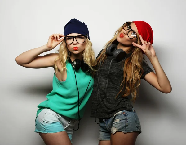 Two best friends hipster girls