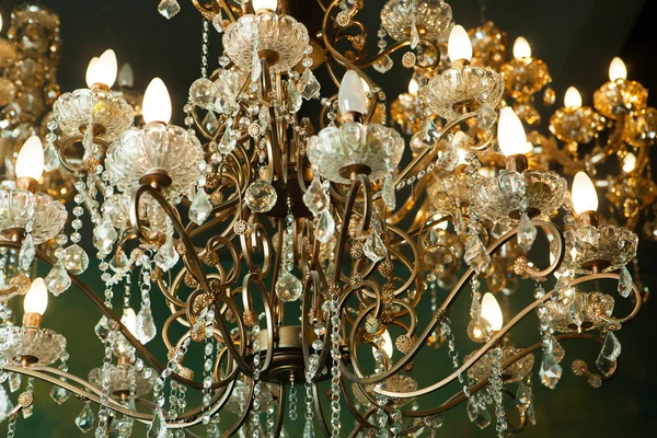 Beautiful vintage crystal chandelier in a room
