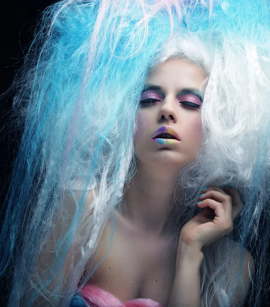 Fashion model with  colorful hair