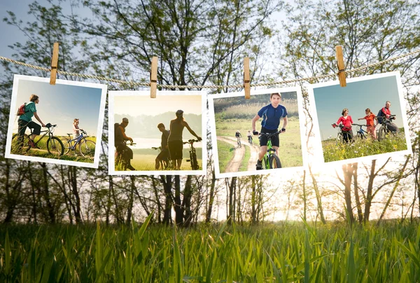 People cycling outdoors