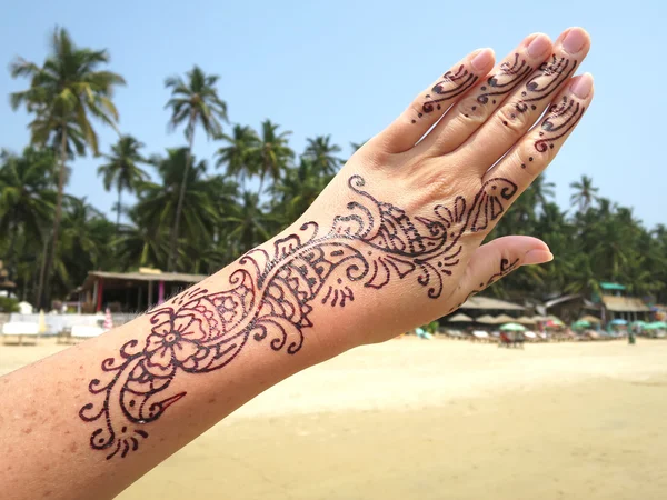 Henna tattoo on  arm in India