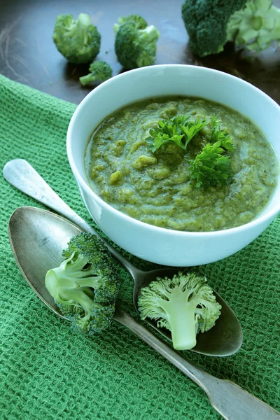 Bowl with broccoli soup