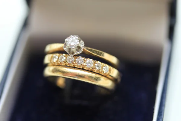 Yellow golden diamond rings