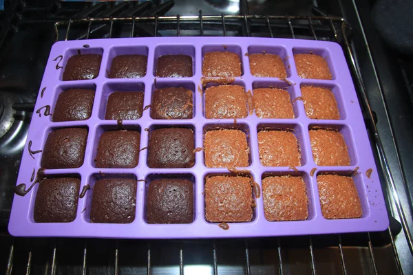 Cooked cakes in a tray
