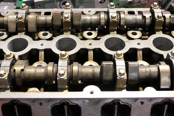 Car engine camshaft close up