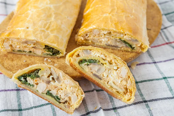 Chicken roll stuffed with spinach and cheese