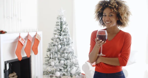 Woman offering Christmas toast