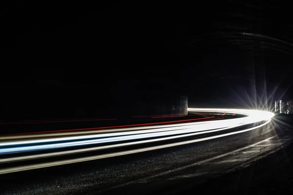 Light tralight trails in tunnel. Long exposure photo in a tunel