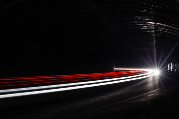 Light tralight trails in tunnel. Long exposure photo in a tunel