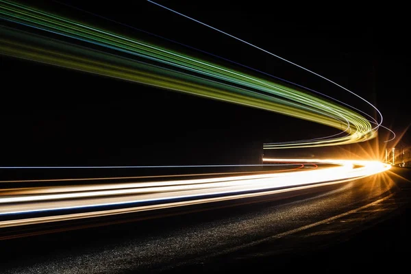 Light tralight trails in tunnel. Long exposure photo in a tunel