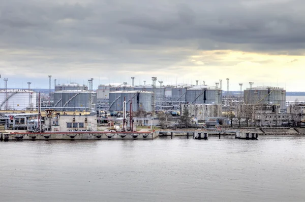 Port of city Saint Petersburg. Oil storage tank