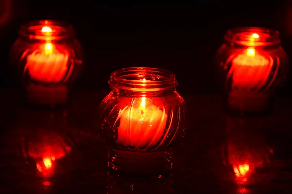 Candles Burning At a Cemetery During All Saints Day