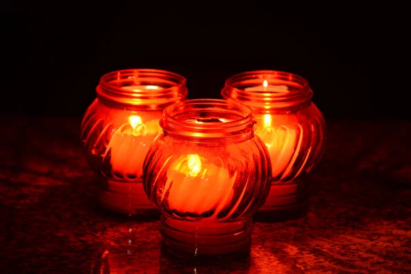 Candles Burning At a Cemetery During All Saints Day