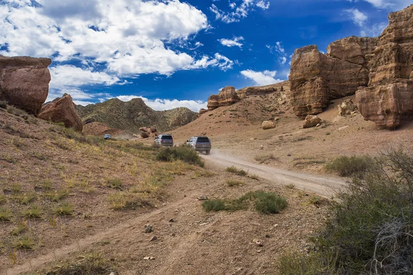 Cars in canyon