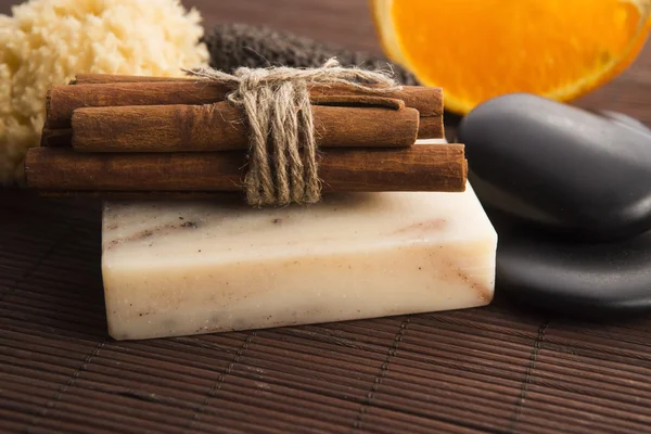 Bar of soap with cinnamon and orange