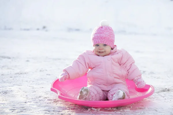 Happy baby girl, winter outdoor