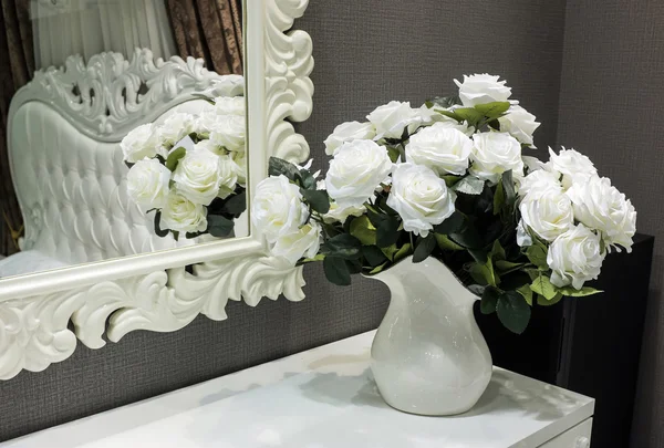 Baroque white vintage mirror