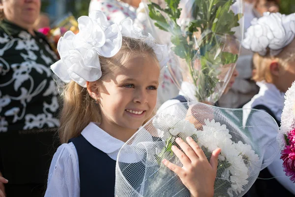 Little girl in the first day of school