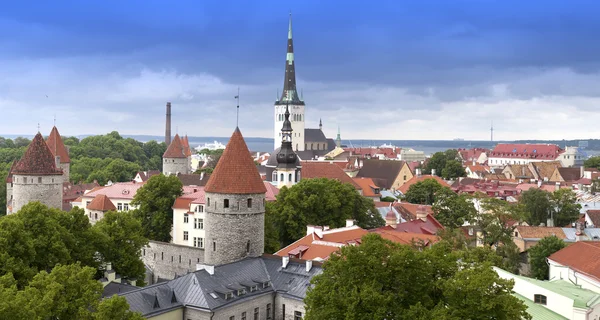 City panorama from an observation deck of Old city\'s roofs. Tallinn. Estonia