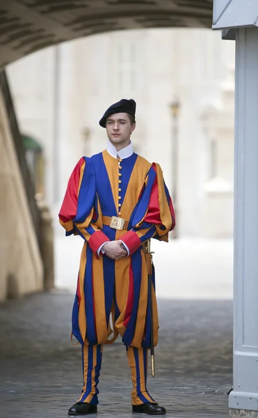 Swiss Guard on duty at St Peter\'s on May 24, 2011  in the Vatican Museum, Rome, Italy