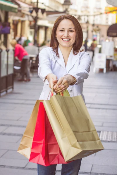 Happy Shopping Young Woman