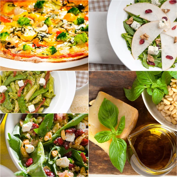 Healthy and tasty Italian food collage