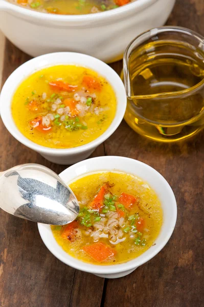 Syrian barley broth soup Aleppo style