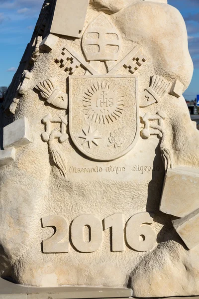 The obelisk in Brzegi near Cracow , where will take place in July 2016 the mass on the occasion of  World Youth Day with the participation of the pope and 2 millions pilgrims