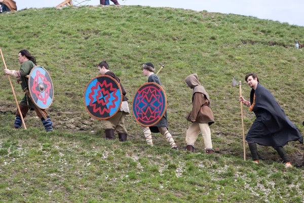 Unidentified participants of Rekawka - Polish tradition, celebrated in Krakow on Tuesday after Easter. Currently has the character of festival historical reconstruction