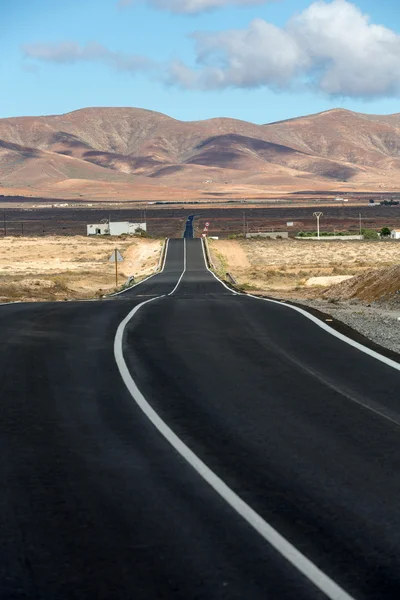 Straight road on Fuerteventura. Canary Islands, Spain