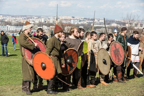Unidentified participants of Rekawka - Polish tradition, celebrated in Krakow on Tuesday after Easter. Currently has the character of festival historical reconstruction
