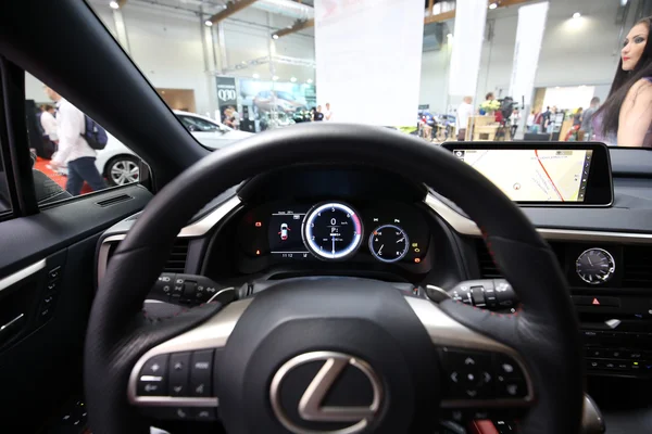 : Interior Design of Lexus NX 300h displayed at 3rd edition of MOTO SHOW in Cracow Poland. Exhibitors present  most interesting aspects of the automotive industry