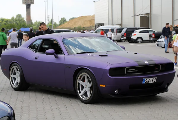 Engine tuning Dodge Mopar Challenger displayed at 3rd edition of MOTO SHOW in Krakow. Poland. Exhibitors present  most interesting aspects of the automotive industry