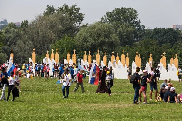 Pilgrims in Zone of Reconciliation at Sanctuary of Divine Mercy in Lagiewniki. WYD participants will be able to confess to more than 50 confessionals. Cracow Poland