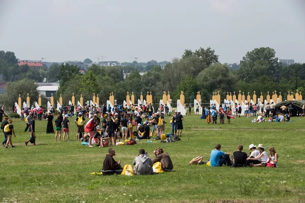 Pilgrims in Zone of Reconciliation at Sanctuary of Divine Mercy in Lagiewniki. WYD participants will be able to confess to more than 50 confessionals. Cracow Poland