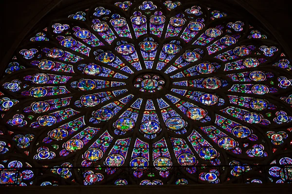 Paris, Notre Dame Cathedral. North transept rose window. The Glorification of the Virgin Mary
