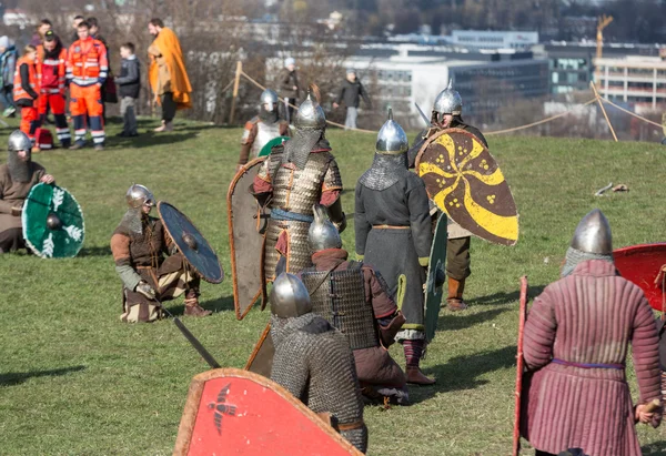 Unidentified participants of Rekawka - Polish tradition, celebrated in Krakow on Tuesday after Easter. Currently has the character of festival historical reconstruction