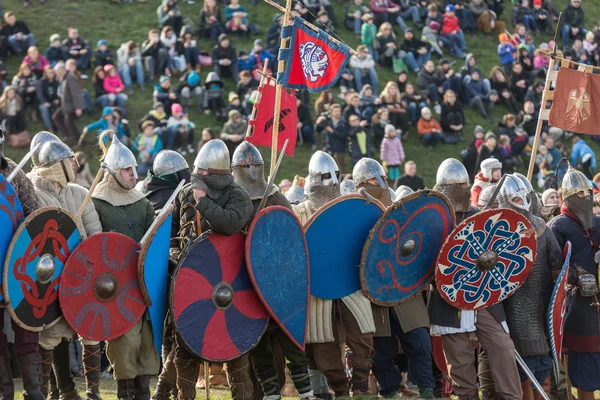 Unidentified participants of Rekawka - Polish tradition, celebrated in Krakow on Tuesday after Easter