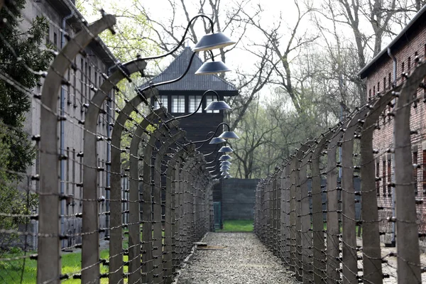 Electric fence in former Nazi concentration camp Auschwitz I, Poland