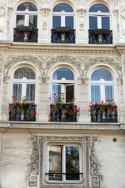 Facade of  house with balcony in Montmartre. Paris, France
