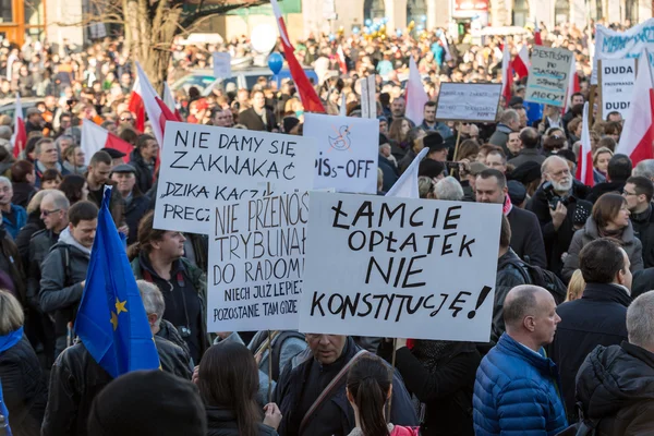 Cracow, Main Square - The demonstration of the Committee of the Protection of Democracy / KOD/