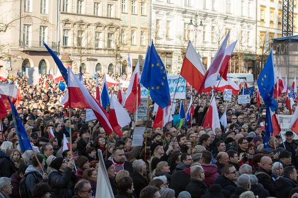 Cracow, Main Square - The demonstration of the Committee of the Protection of Democracy / KOD/