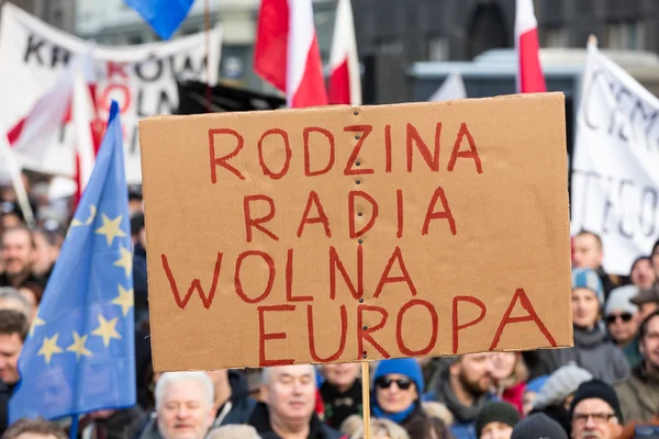 The demonstration of the Committee of the Defence  of the Democracy  KOD  for free media /wolne media/ and democracy against PIS government. Cracow , Poland