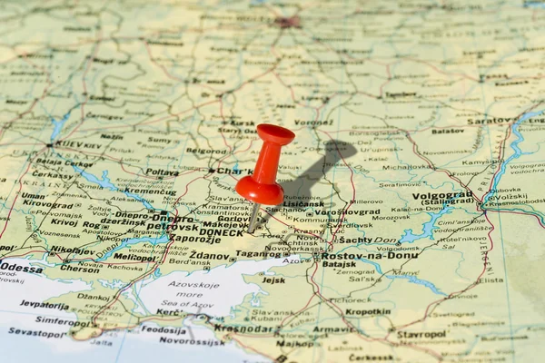 Doneck (Donetsk) Ukraine Marked With Red Pushpin on Map