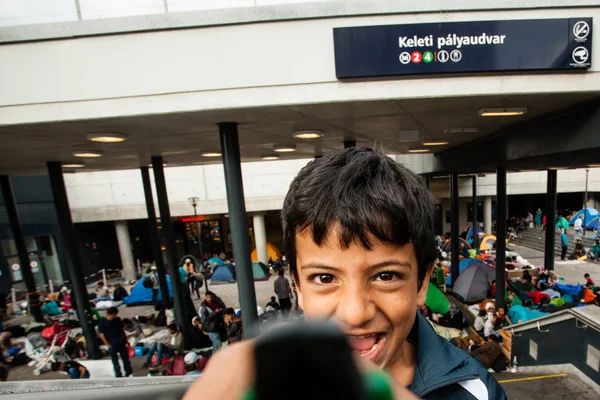 War refugees at the Keleti Railway Station
