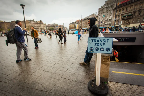 War refugees at the Keleti Railway Station