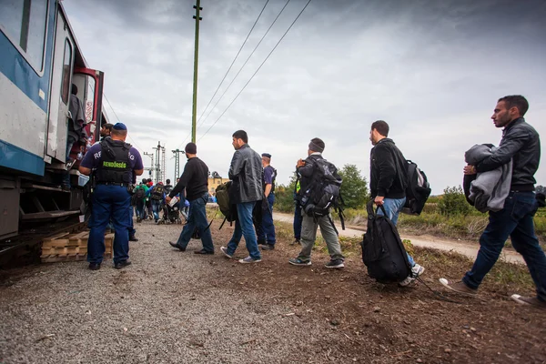 War refugees at the Gyekenyes Railway Station