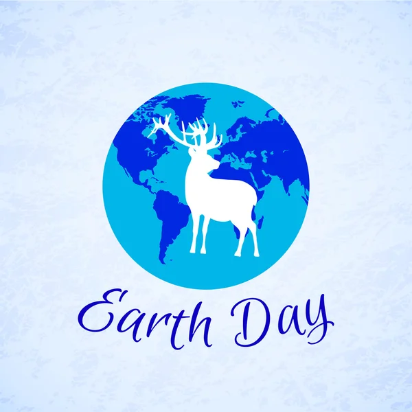 Silhouette of deer over planet Earth. Earth Day