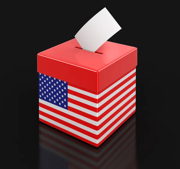 Ballot Box with USA flag. Image with clipping path