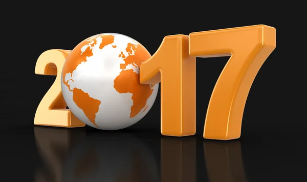 Globe with 2017. Image with clipping path.